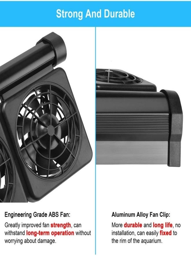 نظام مروحة تبريد حوض السمك VAYINATO® برأسين، مروحة تبريد قابلة لتعديل سرعتي الهواء، مبرد هواء بارد لحوض السمك، مبرد بمشبك قابل لتعديل الزاوية (أسود) من Petzlifeworld - Image 4